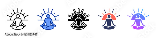 Sunrise Mindfulness icon sheet multiple style collection