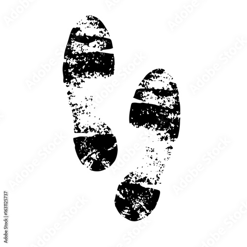 Vector Dark Footprints Illustrate a Trail of Steps