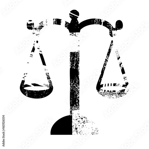 Vector Black scale of justice with textured effect.