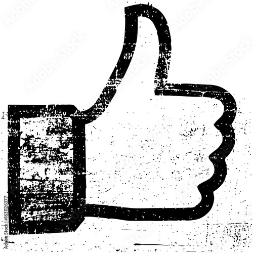 Vector Distressed thumb-up represents positive feedback and approval.