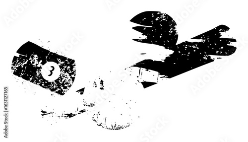 Vector Abstract eye with number three and scattered shapes.