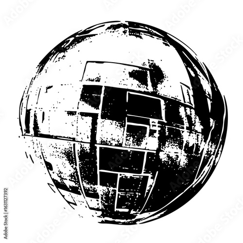 Vector Abstract spherical with geometric facets.