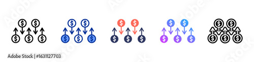 Dollar Cost Average icon sheet multiple style collection