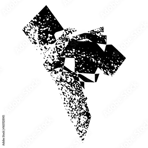 Vector Abstract geometric fox head with distressed texture.