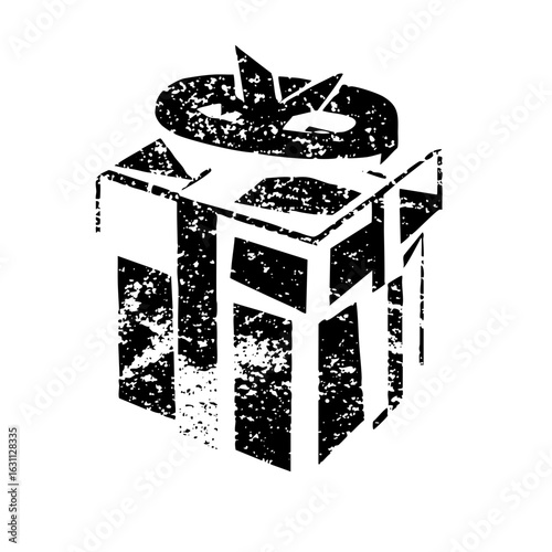Vector Distressed of a gift box with a ribbon.