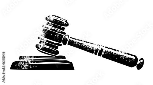 Vector Detailed gavel on sound block represents legal justice.