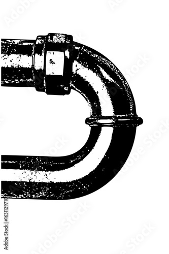 Vector Industrial pipe elbow with a distressed texture.
