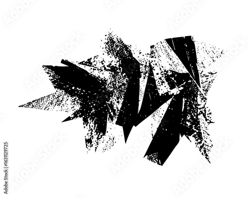 Vector Abstract black brushstroke with sharp angled shapes.