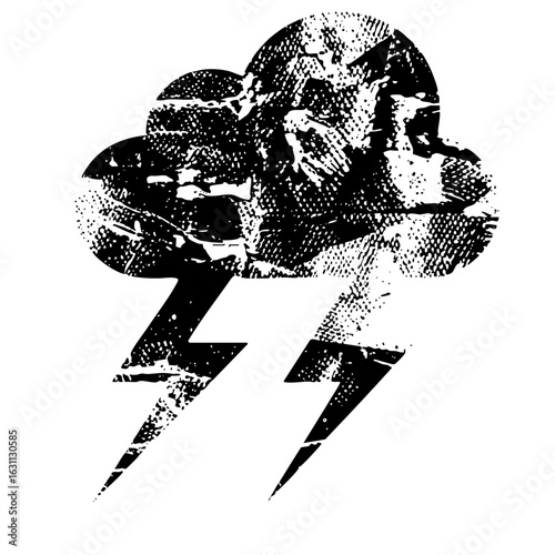 Vector Dramatic cloud with lightning bolts.