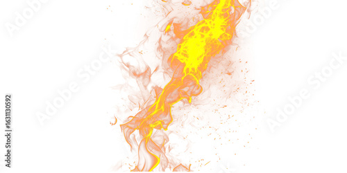 A vivid image showcasing a bright orange and yellow flame set against a stark black background space fire