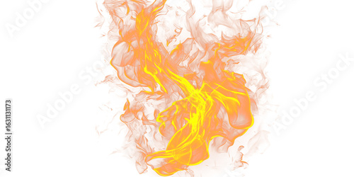 A vibrant display of orange and yellow flames against a stark black background creating a fiery effect