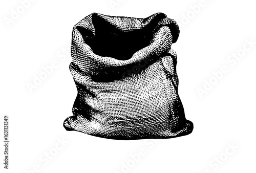 Vector Detailed of a textured sack with a folded top.