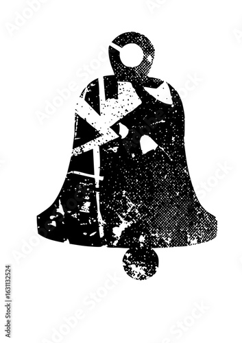 Vector Distressed bell with fractured elements.