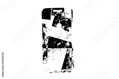 Vector Abstract geometric form with fragmented black and white shapes.