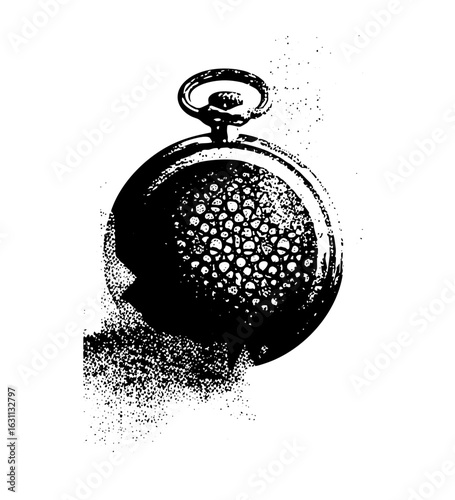 Vector Melting pocket watch skull
