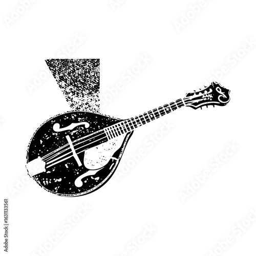 Vector Vintage mandolin with halftone shading.