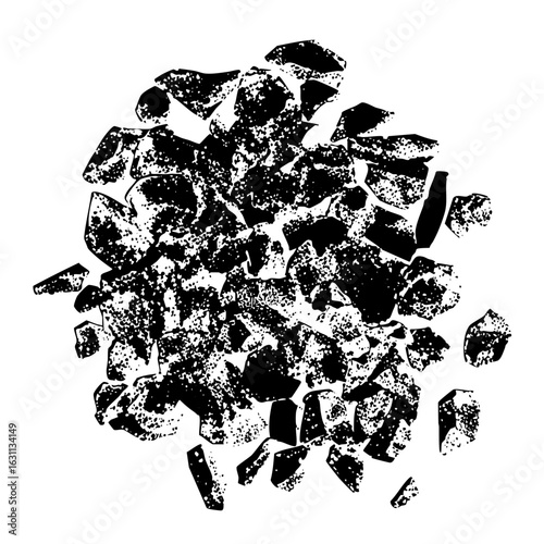 Vector Fragmented black shapes create an abstract cluster .