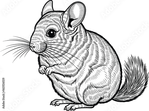 Drawing of a chinchilla pet rodent illustration animal art design