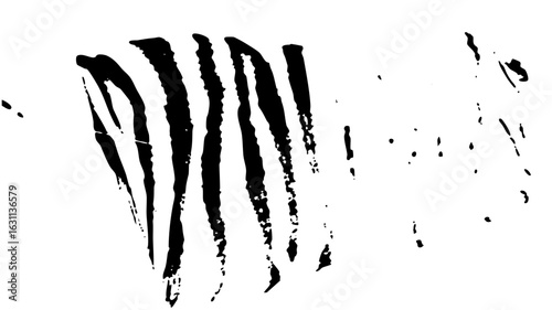 Vector Dynamic black brushstrokes create an abstract claw mark texture.