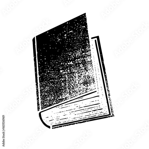 Vector Distressed book with open pages.