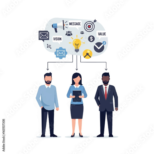 Diverse Business Team Strategy Development and Idea Generation Cloud Concept