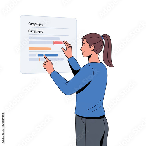 Marketing Manager Optimizing Digital Campaigns Performance on Transparent Dashboard