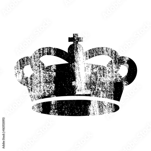 Vector Detailed monochrome crown with textured effect.