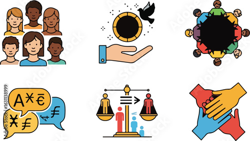 Diversity inclusivity and equality illustrations