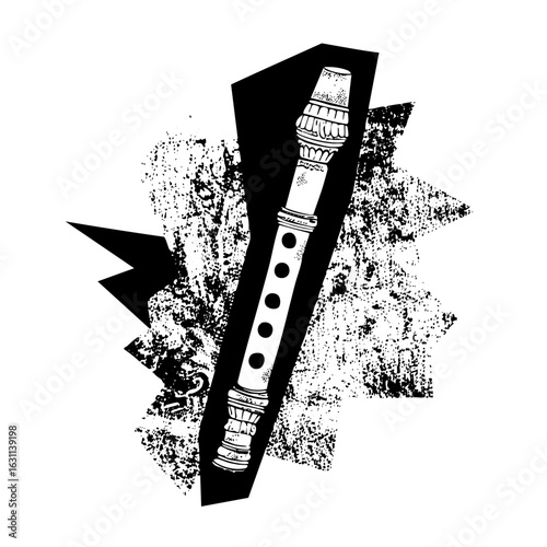 Vector Stylized wind instrument with geometric accents.