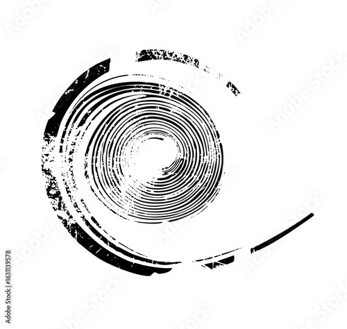 Vector Dynamic spiral swirl with textured edges.