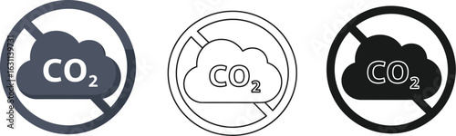 Co2 emissions stop sign vector icon no carbon dioxide pollution
