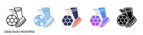 Football icon sheet multiple style collection