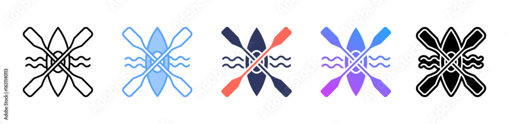 Fototapeta premium Kayak icon sheet multiple style collection