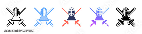 Fencing icon sheet multiple style collection