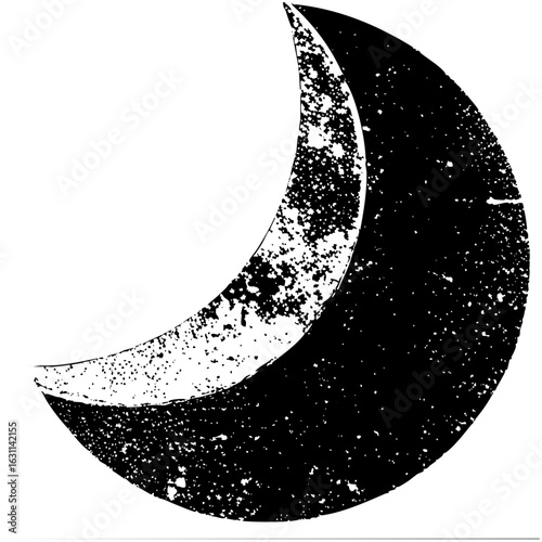 Vector Distressed moon with speckled texture.