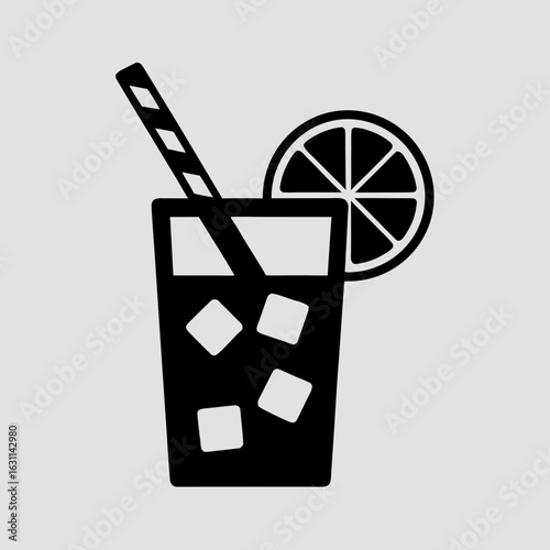 Iced Beverage Icon: Refreshing Summer Drink Vector Illustration