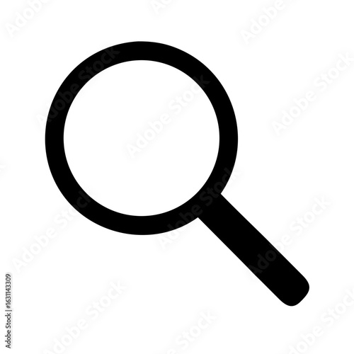 Magnifying Glass Icon, Search Symbol, Vector Illustration, Black, White Background, Simple Design,  Search Tool