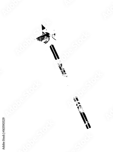 Vector Stylized Skier Silhouette with Parallel Tracks