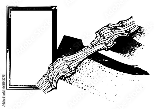 Vector Rustic branch intersects with a rectangular frame .