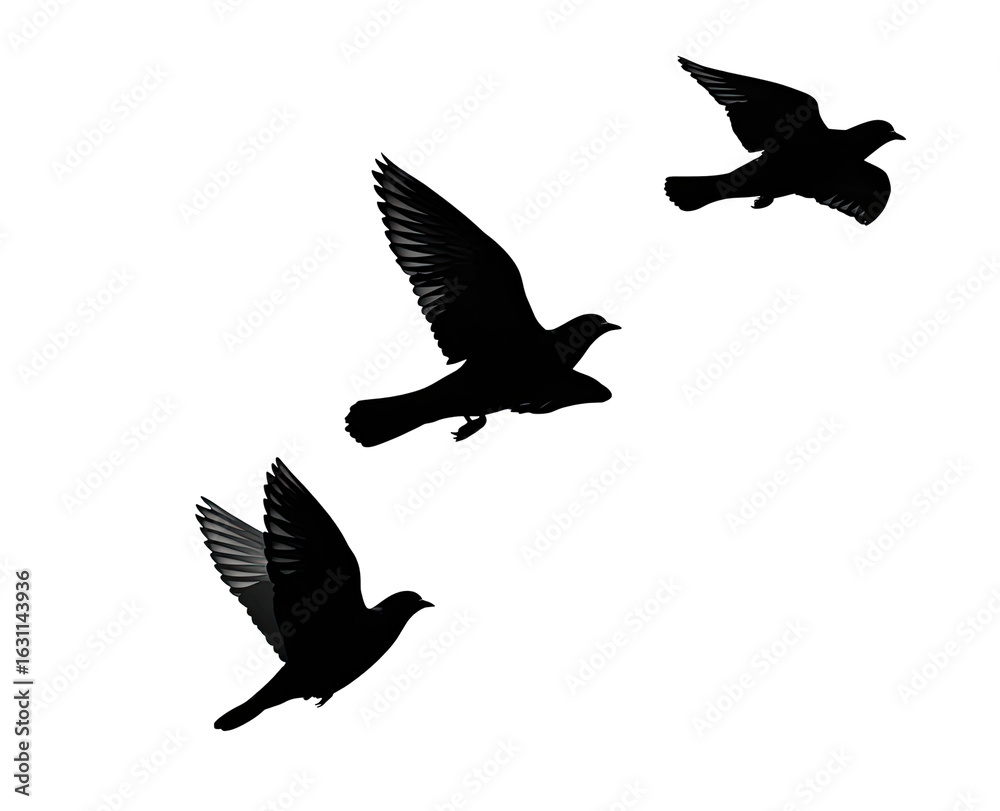 Obraz premium Dark silhouettes of birds in flight