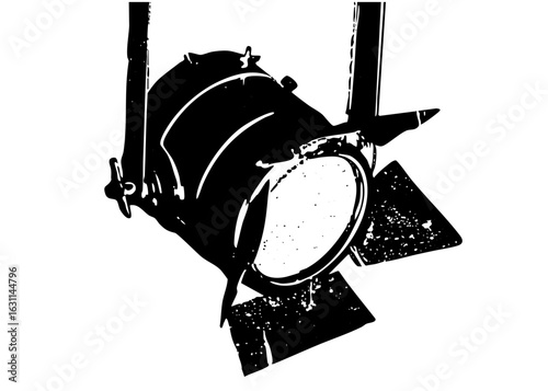 Vector Dramatic spotlight showcases stage lighting equipment.