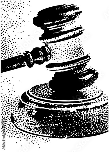 Vector Black gavel and sound block for legal justice concepts.