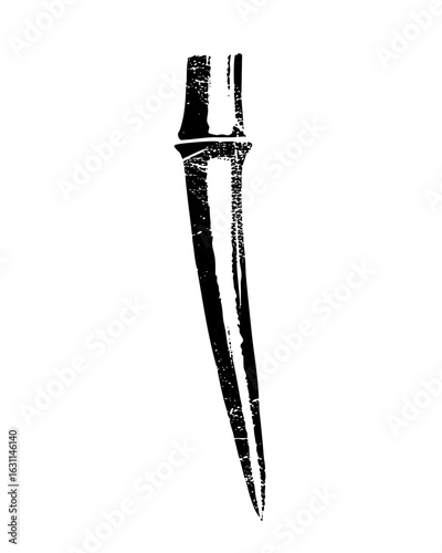 Vector Stylized dagger with a distressed texture.