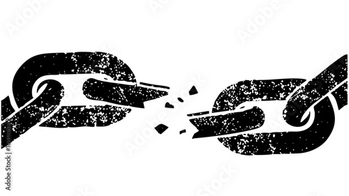 Vector Broken chain depicts freedom and separation.