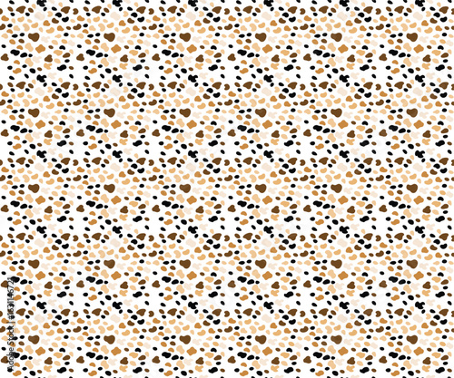 Cheetah print seamless pattern featuring golden yellow background with black irregular spots, perfect for bold safari fashion designs and trendy animal-inspired surfaces