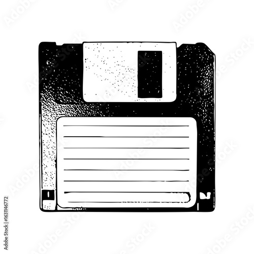Vector Vintage floppy disk with write-protect notch.