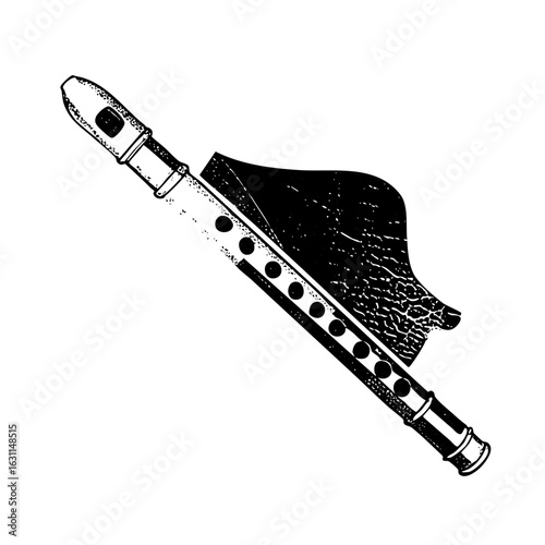Vector Vintage recorder and musical fabric .