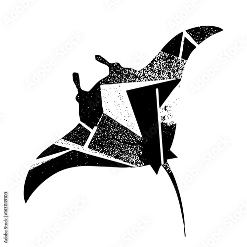 Vector Abstract climber silhouette reaches for a geometric hold.
