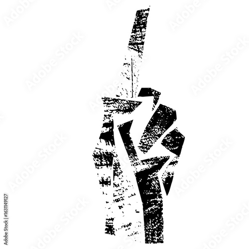 Vector Distressed hand gesture with raised index finger .