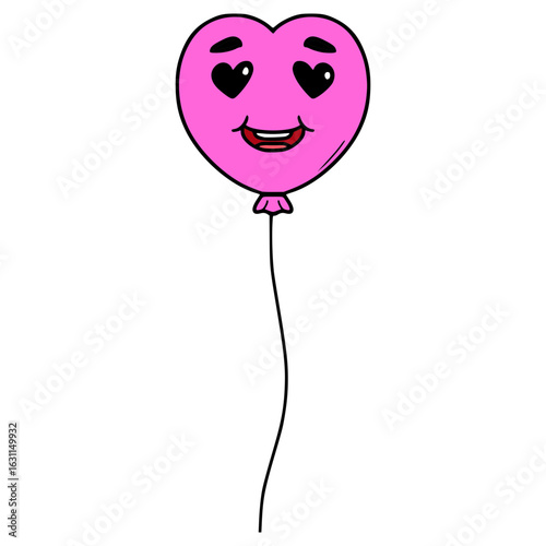 heart-shaped balloon character illustration hand drawn isolated vector
